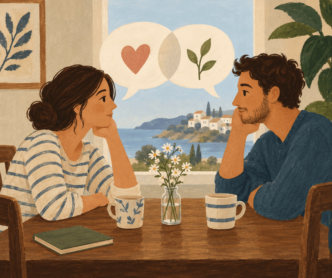 Pareja conversando y expresando sus necesidades emocionales para construir una relación más sana.